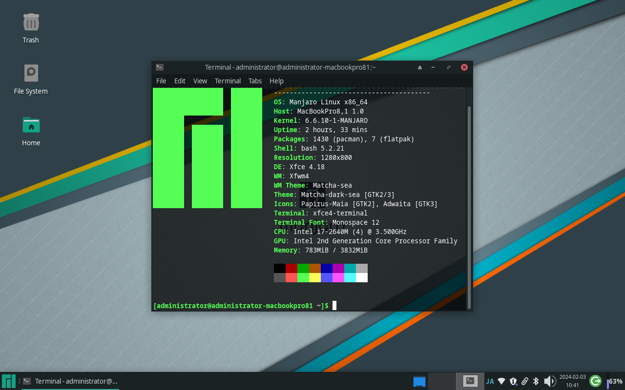 Macbook Pro / A1278 / MD314J/A / 13インチ / Manjaro Linux